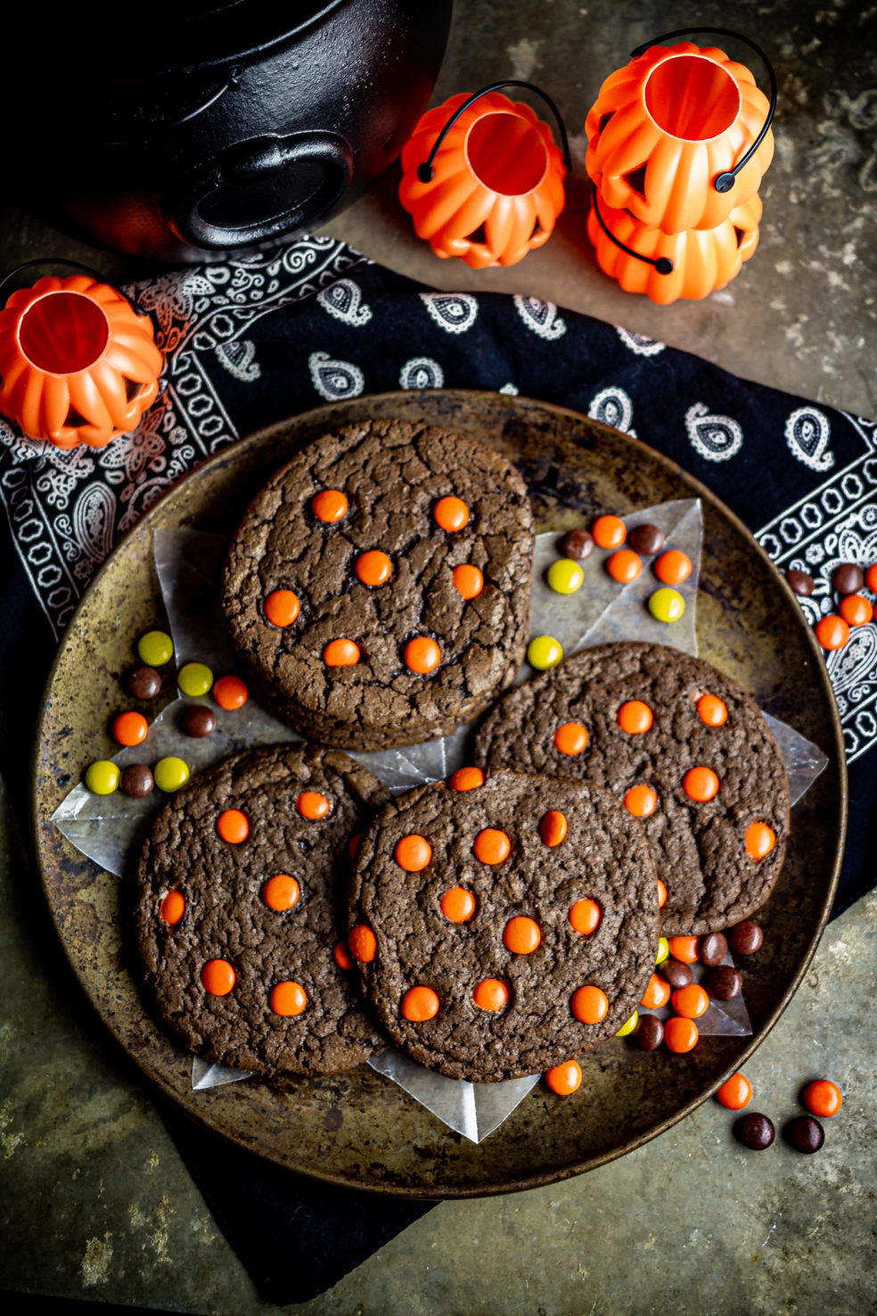 Extra Dark Chocolate Halloween Cookies with Peanut Butter Pieces - A ...
